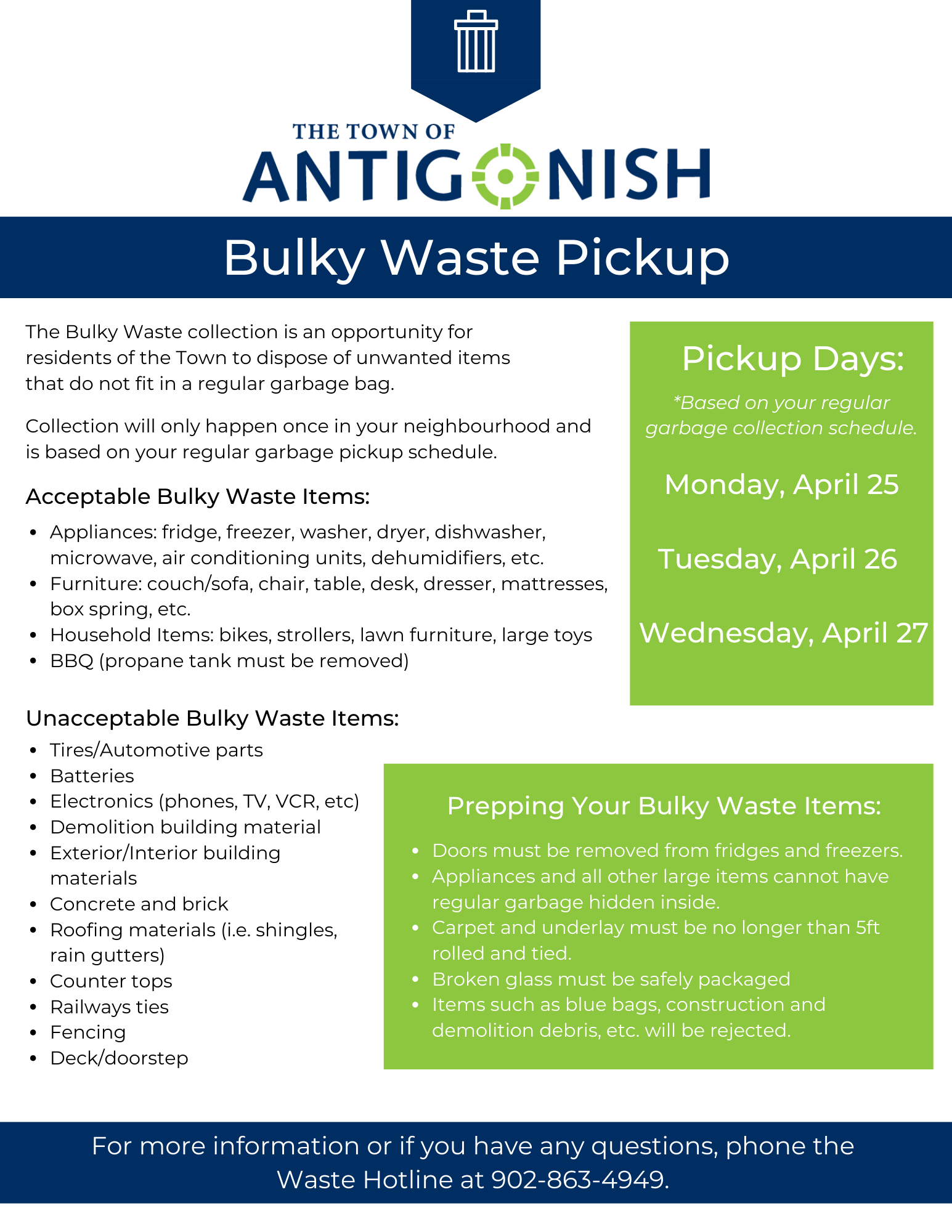Spring 2022 Bulky Waste Pick Up